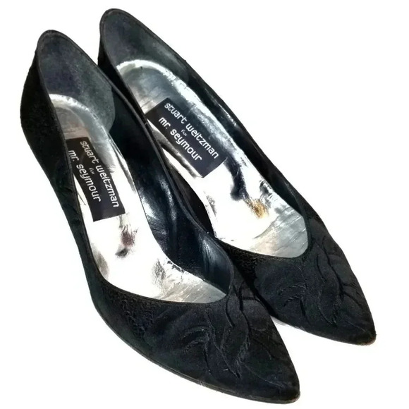 {Stuart Weitzman for Mr. Seymour} Vintage Heels Textured in Black - Picture 1 of 8